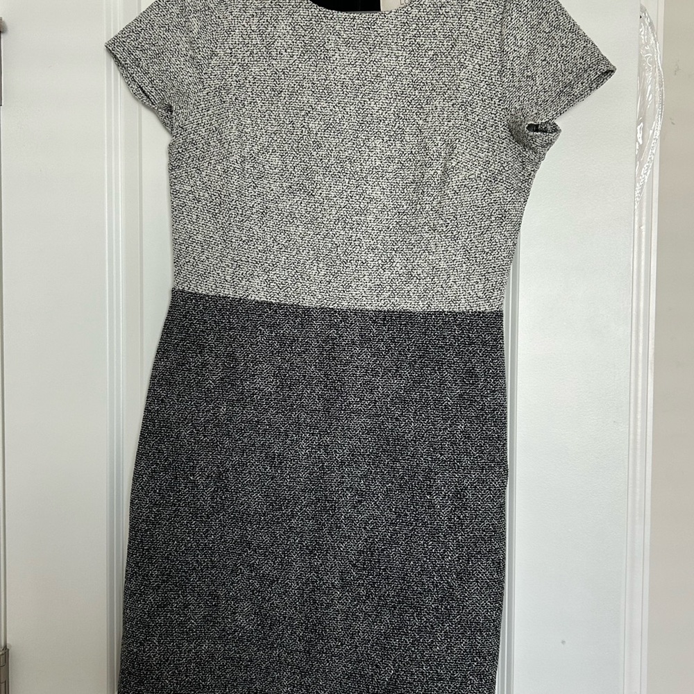 LOFT Black and Gray Mini Dress